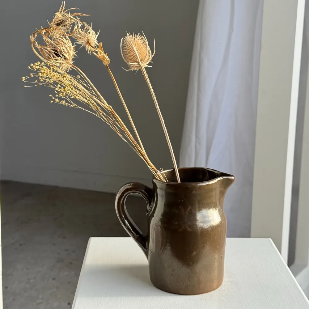 Carafes - Small cylindrical pitcher in vintage shiny stoneware H15 - OFFICE OBJETS