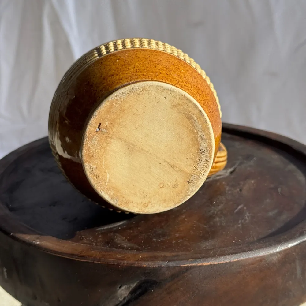 Carafes - Carafe vintage en grès jaune frises perlées Made in France H22 - OFFICE OBJETS