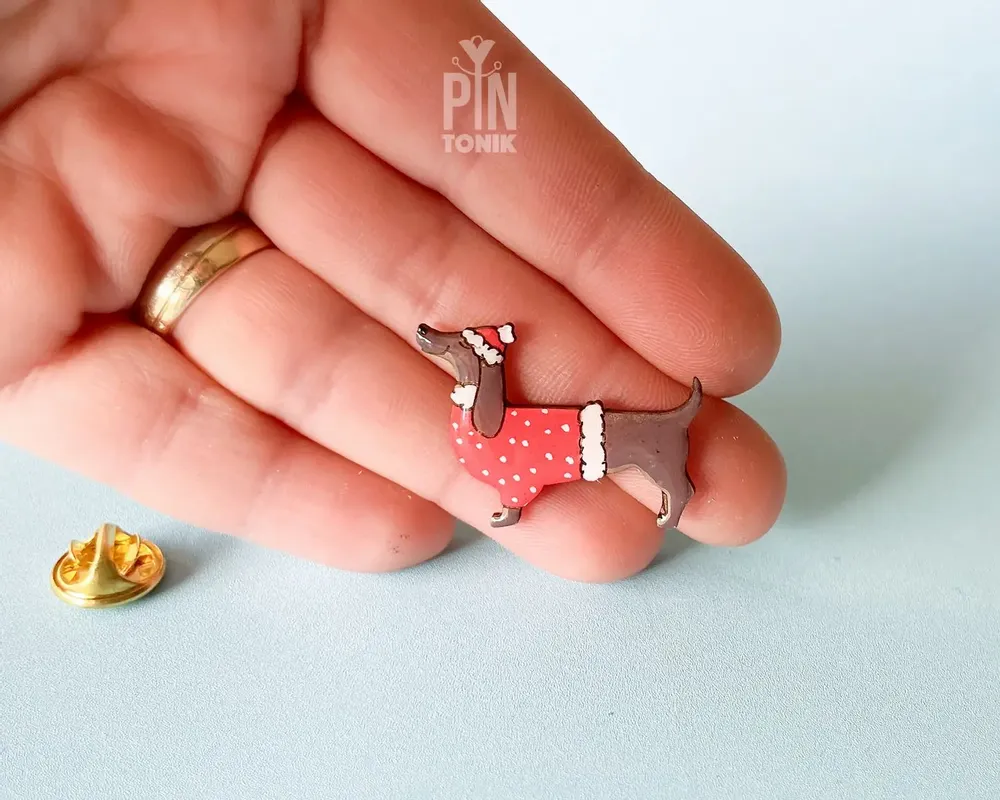 Broches - Pin en bois Teckel festif - PINTONIK
