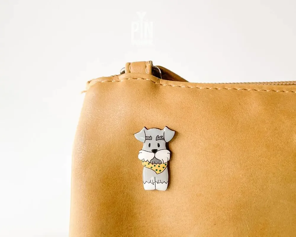 Brooches - Schnauzer Wooden Pin - PINTONIK