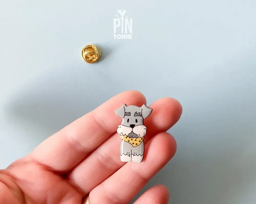 Brooches - Schnauzer Wooden Pin - PINTONIK