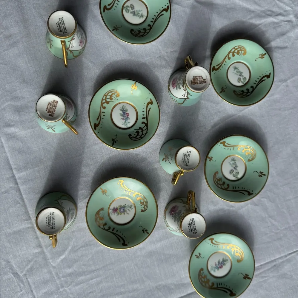 Mugs - Set of 6 turquoise cups and saucers in Couleuvre porcelain - OFFICE OBJETS