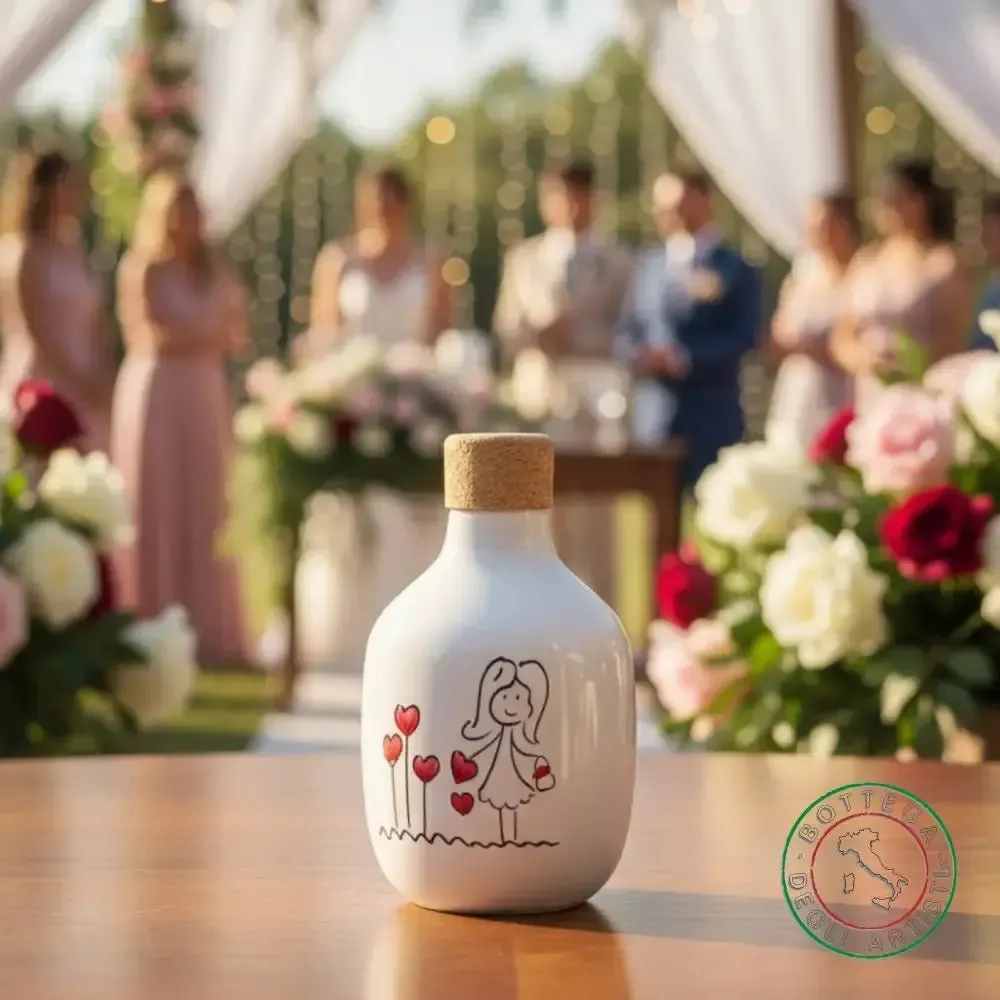 Food storage - Personalized ceramic oil bottle - BOTTEGA DEGLI ARTISTI