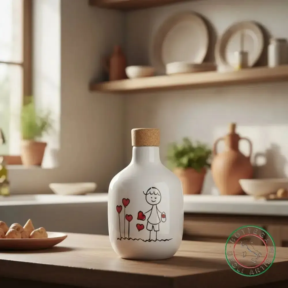 Food storage - Personalized ceramic oil bottle - BOTTEGA DEGLI ARTISTI