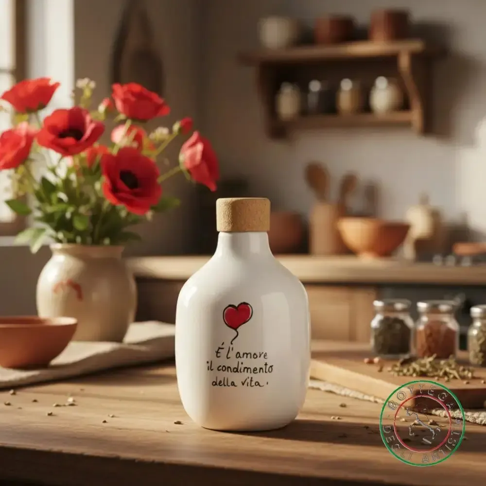 Food storage - Personalized ceramic oil bottle - BOTTEGA DEGLI ARTISTI