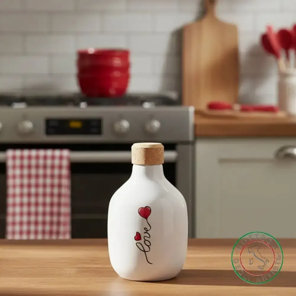 Food storage - Personalized ceramic oil bottle - BOTTEGA DEGLI ARTISTI
