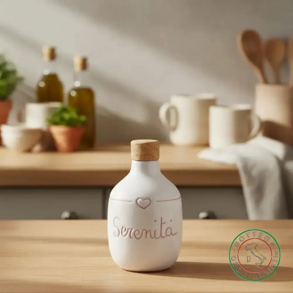 Food storage - Personalized ceramic oil bottle - BOTTEGA DEGLI ARTISTI