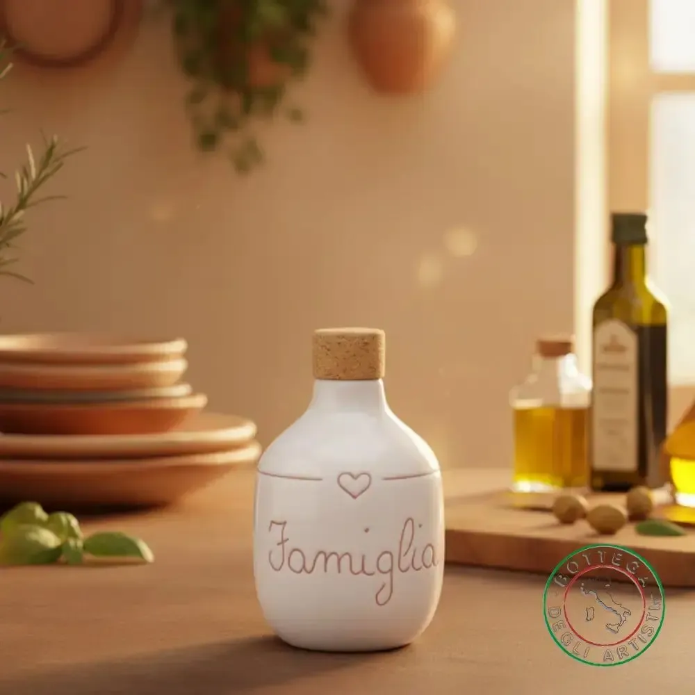 Food storage - Personalized ceramic oil bottle - BOTTEGA DEGLI ARTISTI