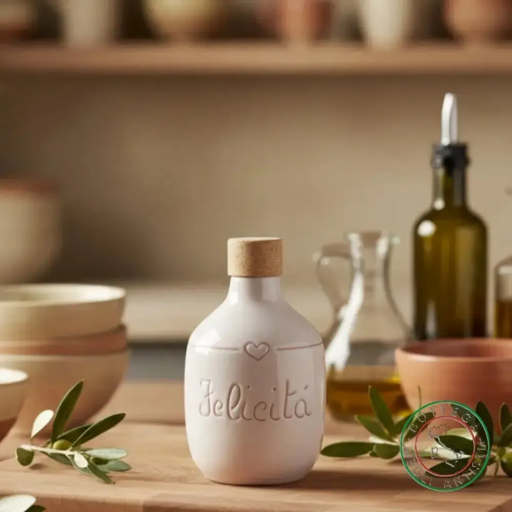Food storage - Personalized ceramic oil bottle - BOTTEGA DEGLI ARTISTI