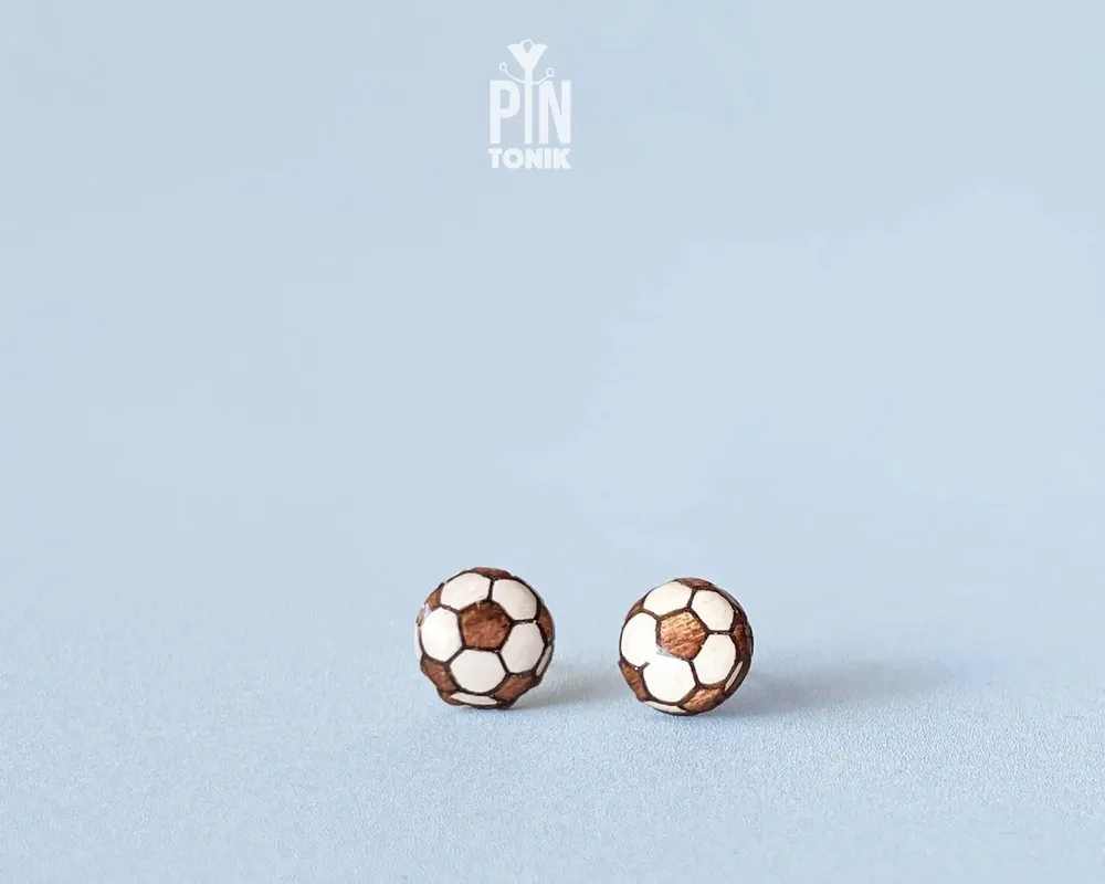 Bijoux - Boucles d'oreilles à tige en forme de football - PINTONIK