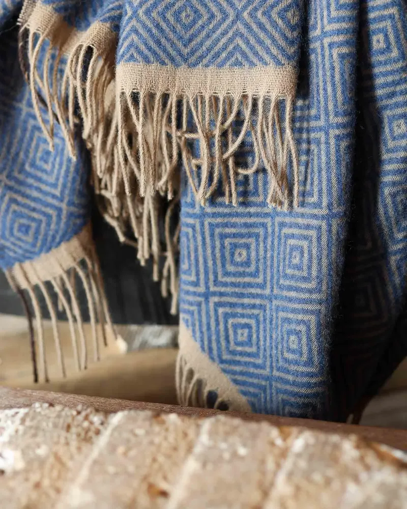 Throw blankets - Wool throw blanket VENEZIA Sky - MOST-BLANKETS