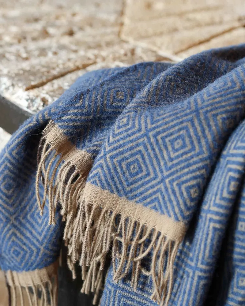 Throw blankets - Wool throw blanket VENEZIA Sky - MOST-BLANKETS
