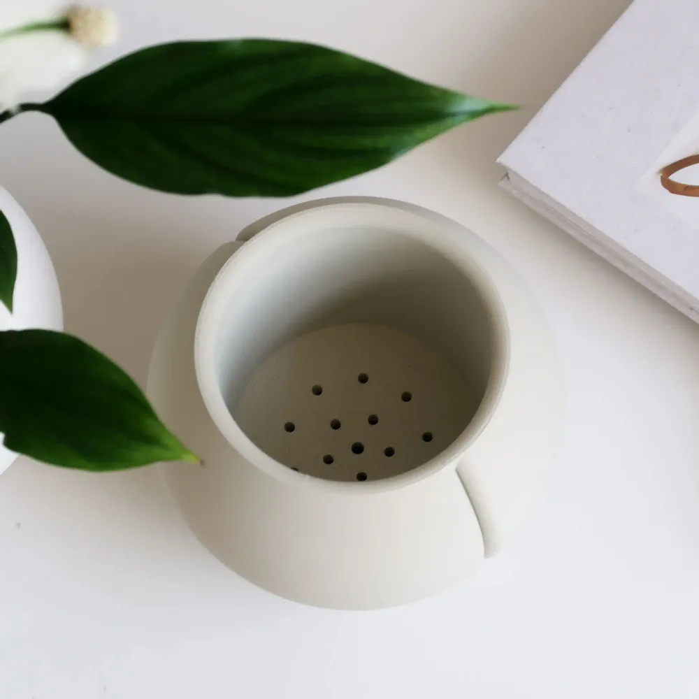 Floral decoration - INDOOR PLANTER WITH SAUCER  - ORBELLE OVAL - MENDELEK STUDIO