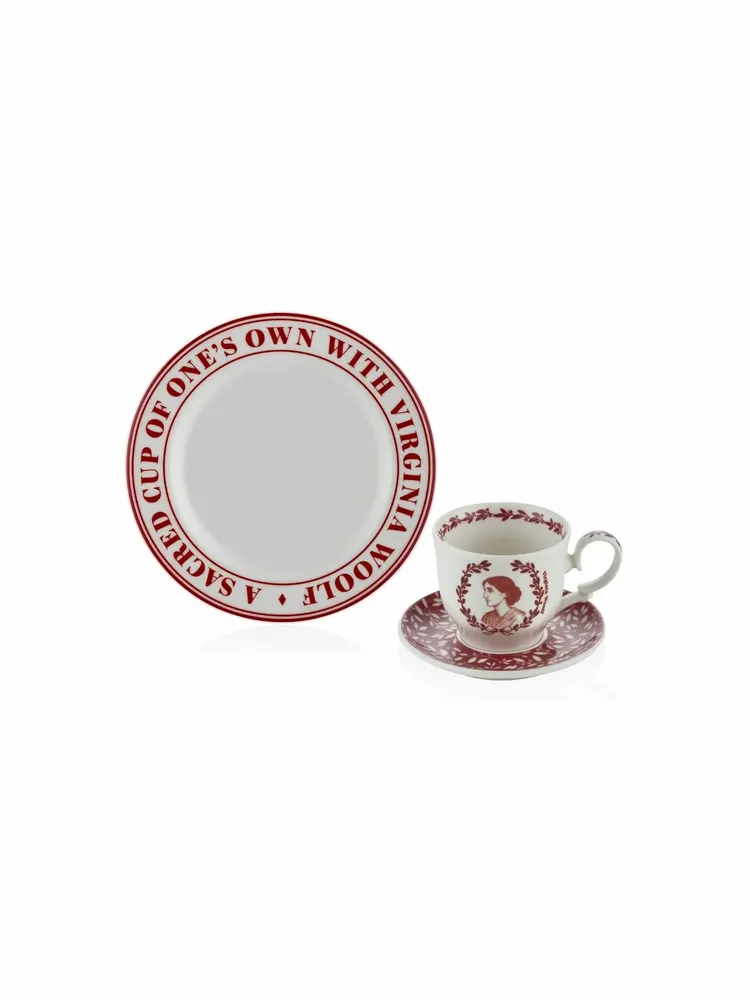 Mugs - Heritage Collection Red Porcelain Tea Cup Set (Set of 6) - SOMNIA ATELIER