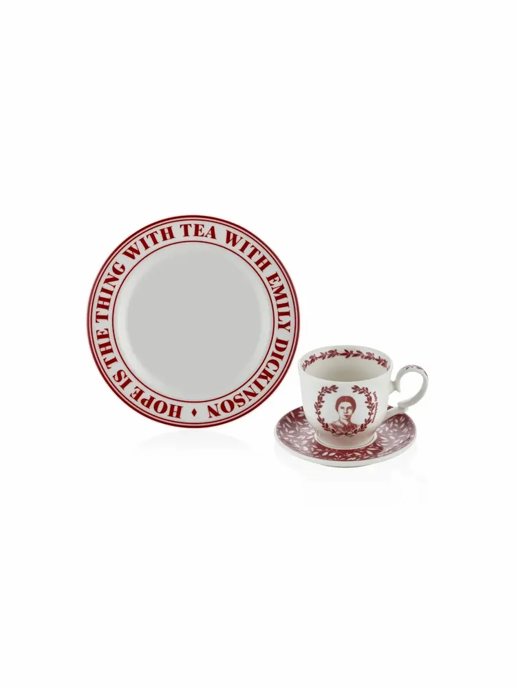 Mugs - Heritage Collection Red Porcelain Tea Cup Set (Set of 6) - SOMNIA ATELIER