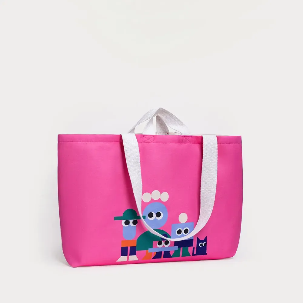 Bags and totes - Pink & Cream Canvas Tote Bag - ROOT