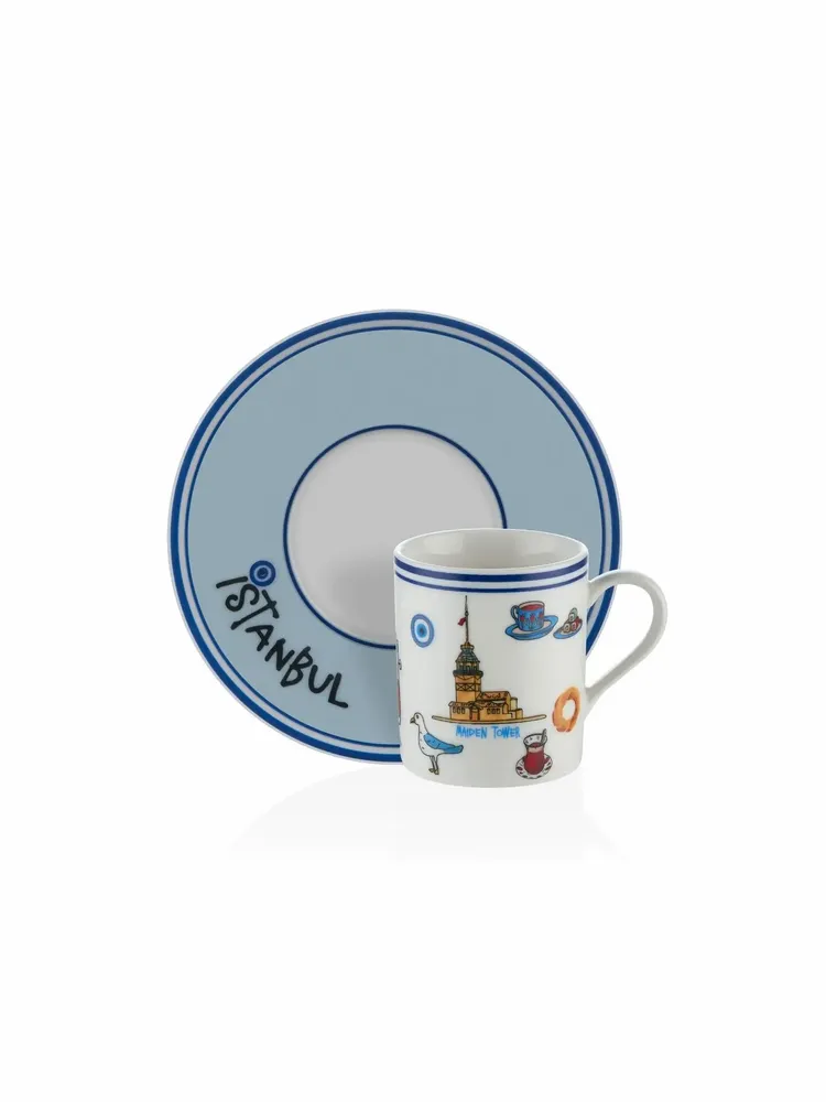 Mugs - Travellers  Collection Porcelain Coffee Cup Set (Set of 4) - SOMNIA ATELIER