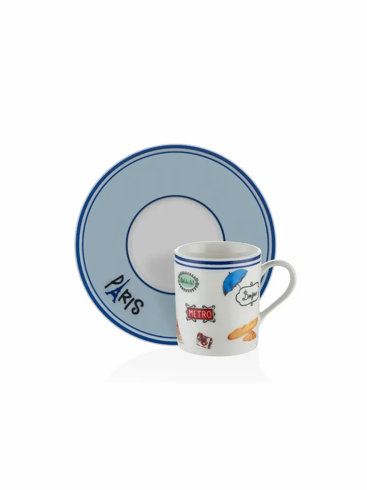 Mugs - Travellers  Collection Porcelain Coffee Cup Set (Set of 4) - SOMNIA ATELIER