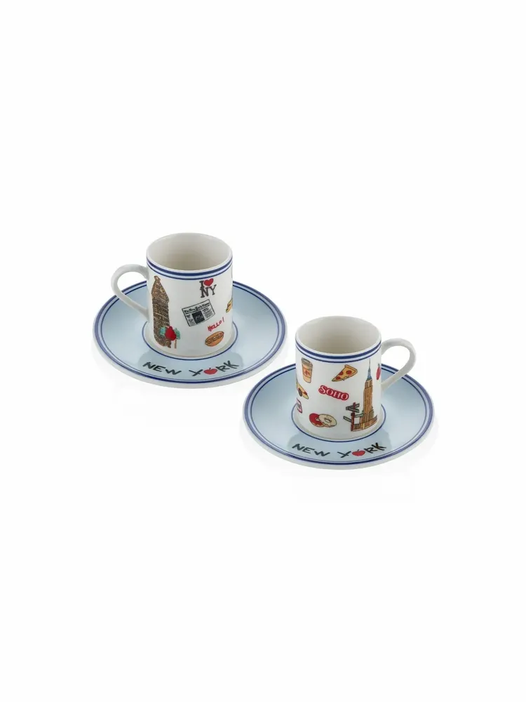 Mugs - Travellers  Collection Porcelain Coffee Cup Set (Set of 4) - SOMNIA ATELIER