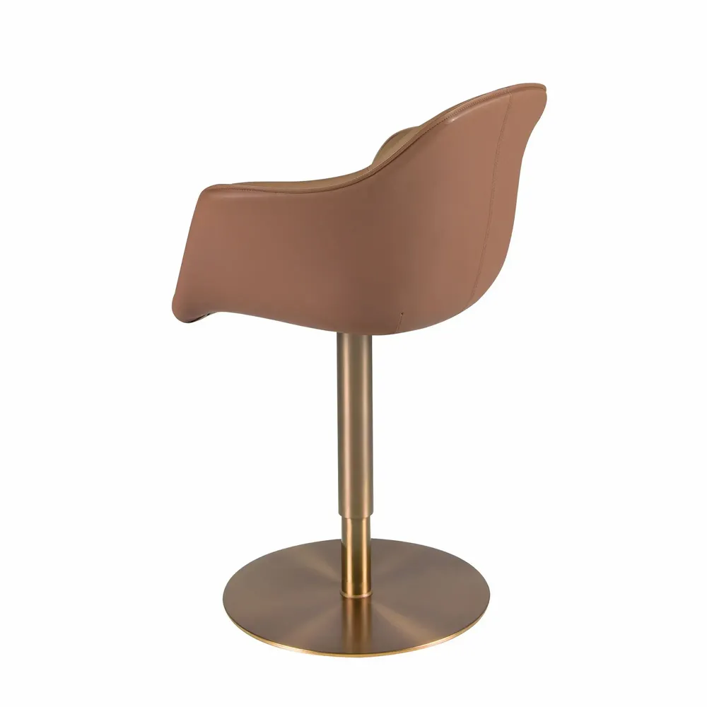 Chaises - Chaise pivotante tissu marron terracotta et beige et similicuir marron - ANGEL CERDÁ