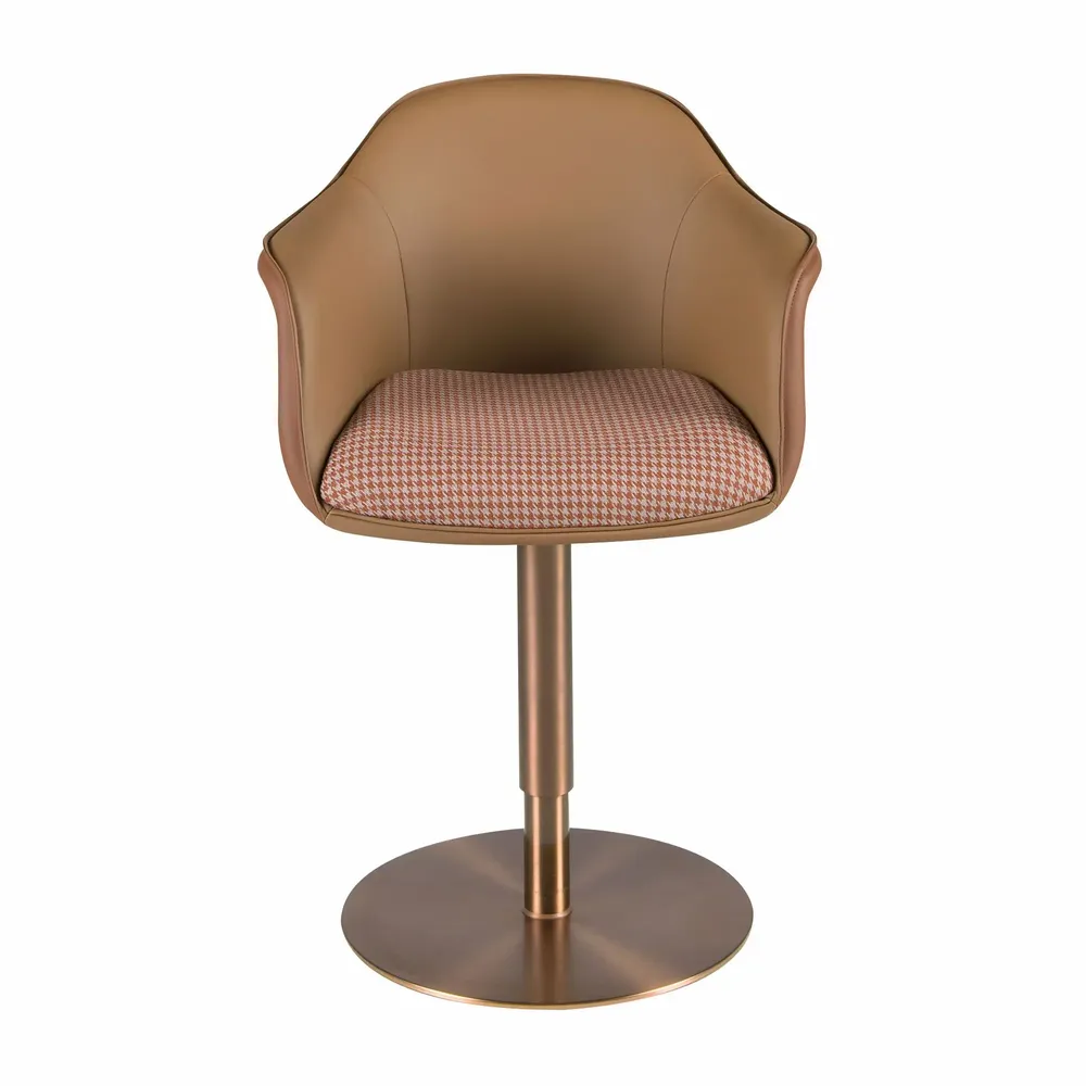 Chaises - Chaise pivotante tissu marron terracotta et beige et similicuir marron - ANGEL CERDÁ