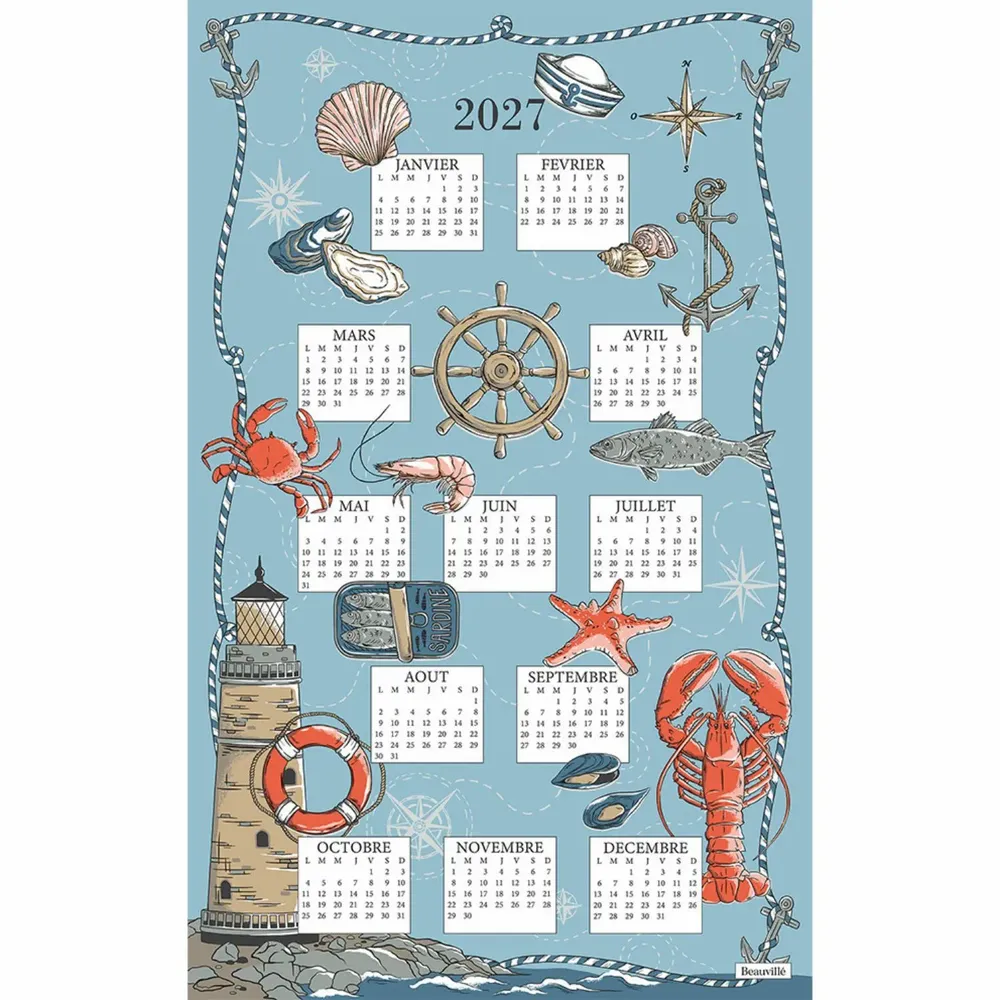 Tea towel - La Criée 2027 Calendar Tea Towel - BEAUVILLÉ
