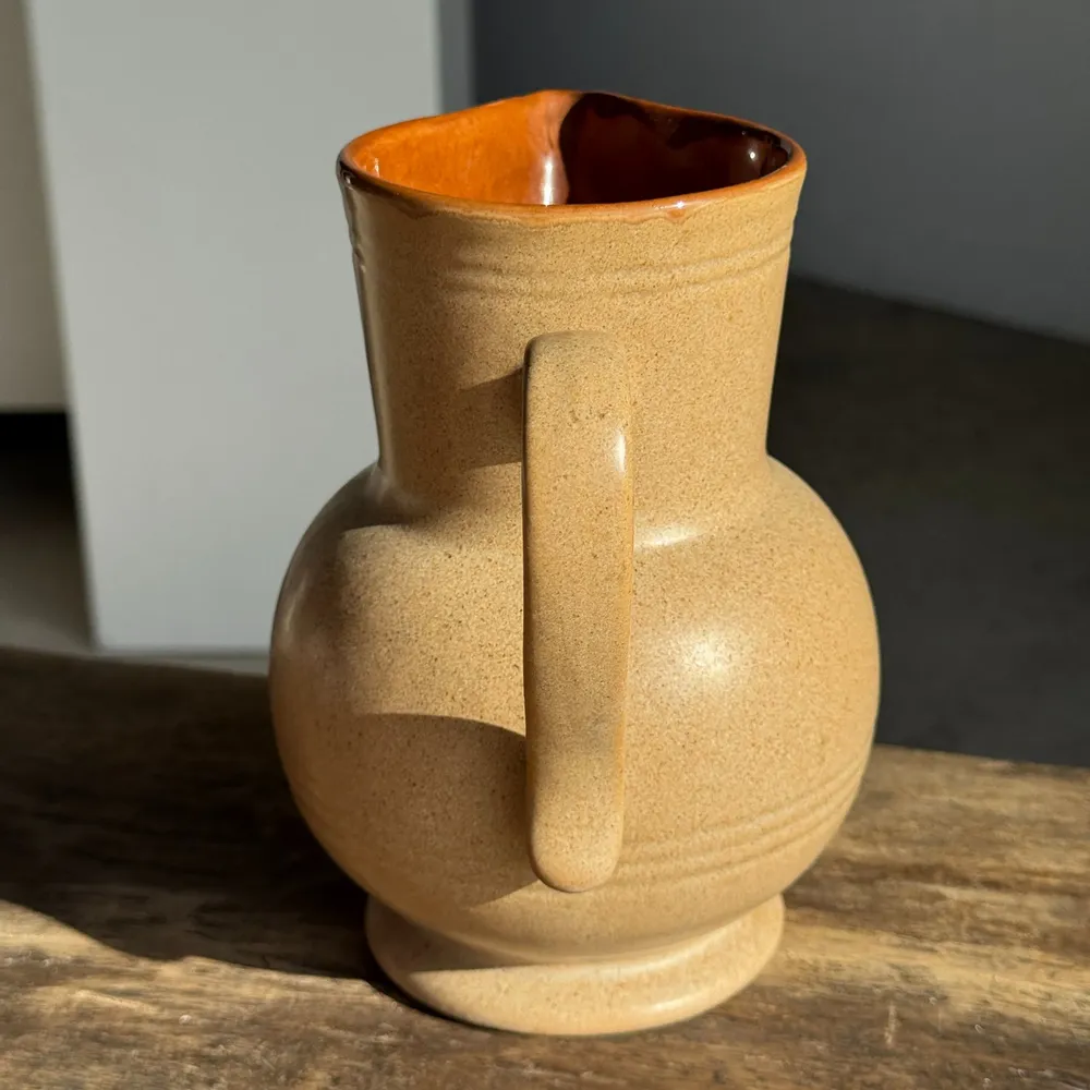 Carafes - Carafe en grès boule vintage intérieur brun extérieur beige H18 D15 - OFFICE OBJETS