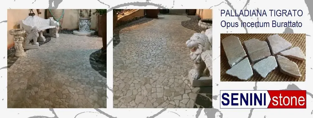 Terraces - TIGRATO Tumbled Crazy Paving - 1 cm - SENINI STONE  -NATURAL STONE MADE IN ITALY-