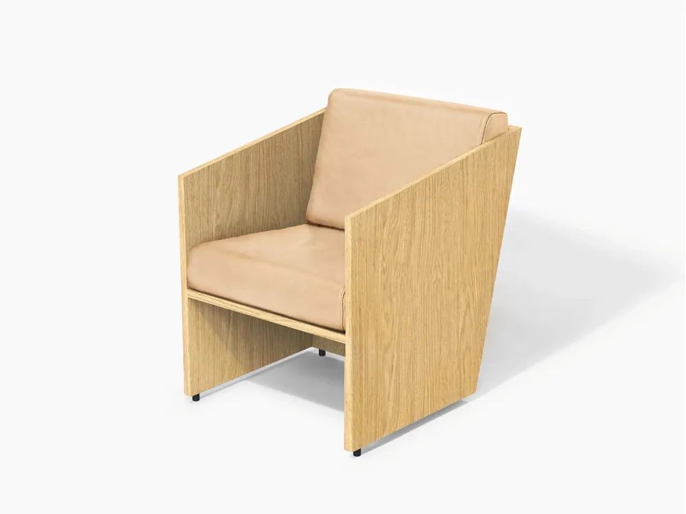 Assises pour bureau - Fauteuil en bois de chêne et cuir authentique - Álvaro Siza Vieira - MOR
