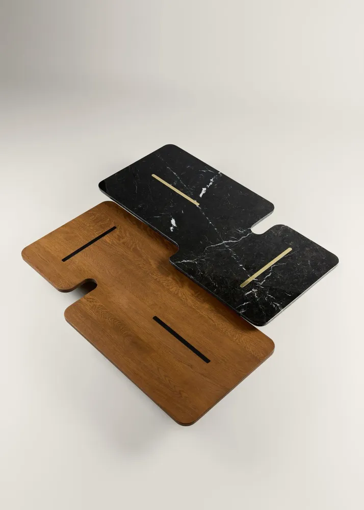 Coffee tables - Jais Coffee Table - Wood + Marble + Metal Brass - ARBORE BY CAREL WOODWORKS