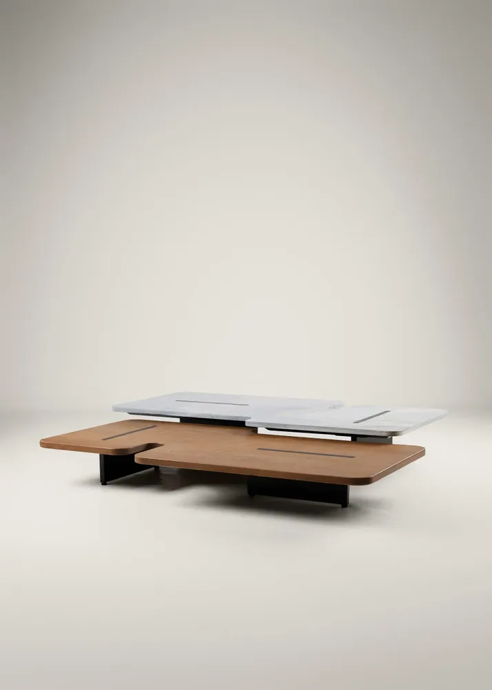 Coffee tables - Jais Coffee Table - Wood + Marble + Metal Brass - ARBORE BY CAREL WOODWORKS