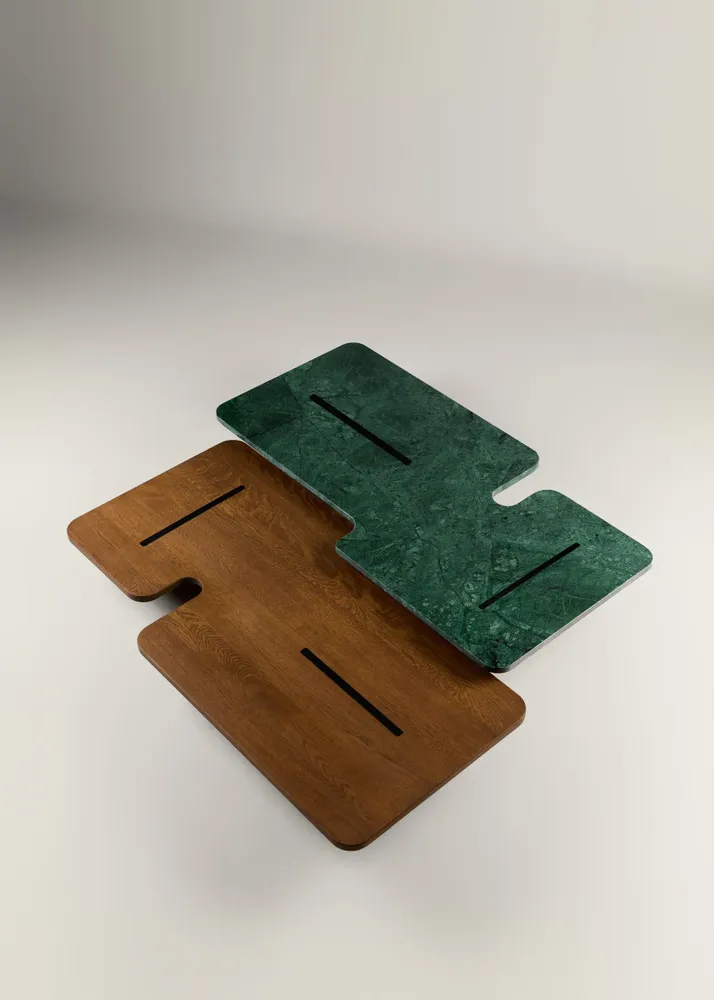 Coffee tables - Jais Coffee Table - Wood + Marble + Metal Brass - ARBORE BY CAREL WOODWORKS