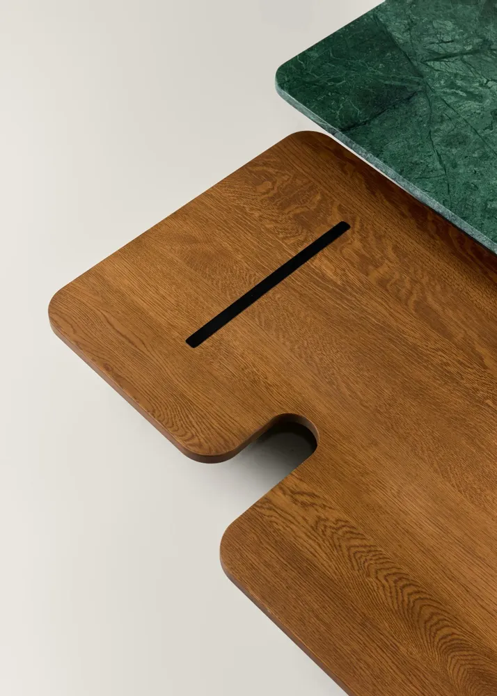 Coffee tables - Jais Coffee Table - Wood + Marble + Metal Brass - ARBORE BY CAREL WOODWORKS