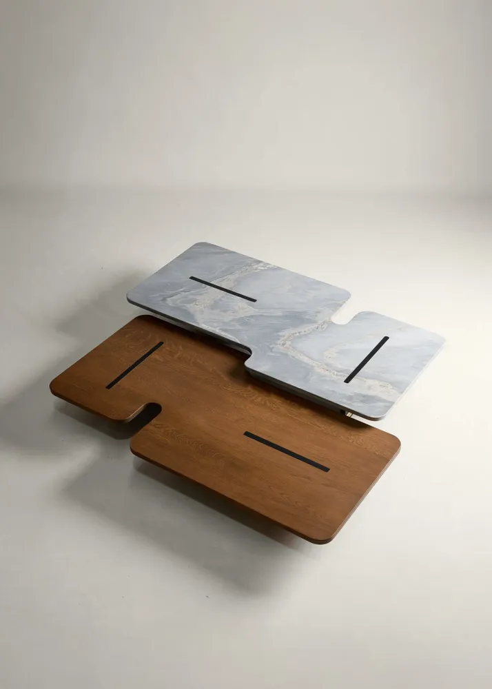 Coffee tables - Jais Coffee Table - Wood + Marble + Metal Brass - ARBORE BY CAREL WOODWORKS