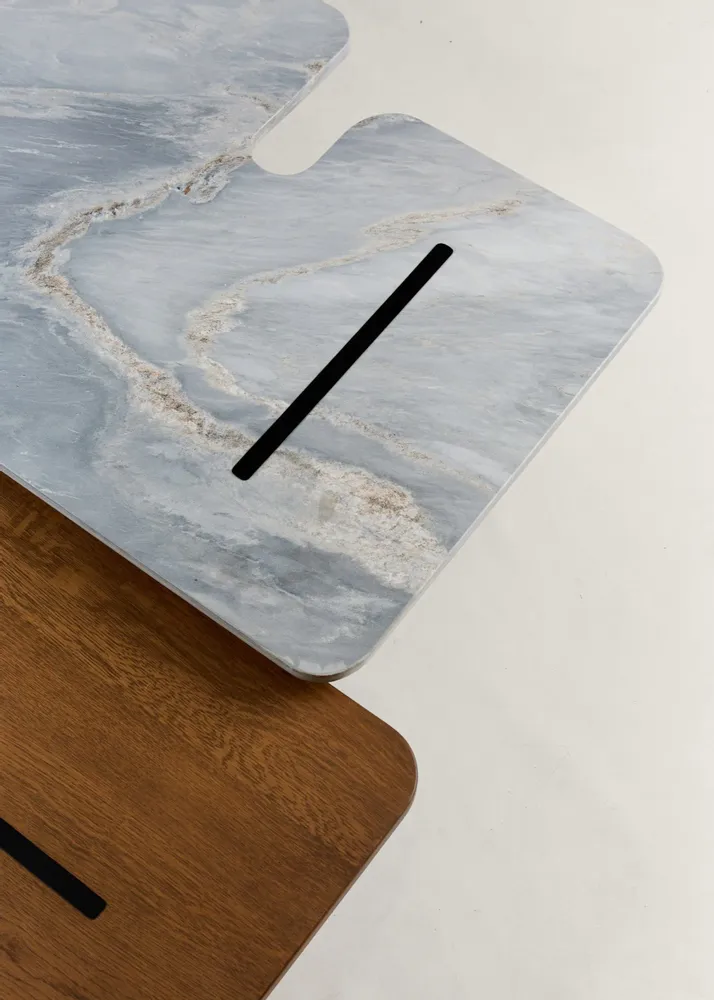 Coffee tables - Jais Coffee Table - Wood + Marble + Metal Brass - ARBORE BY CAREL WOODWORKS