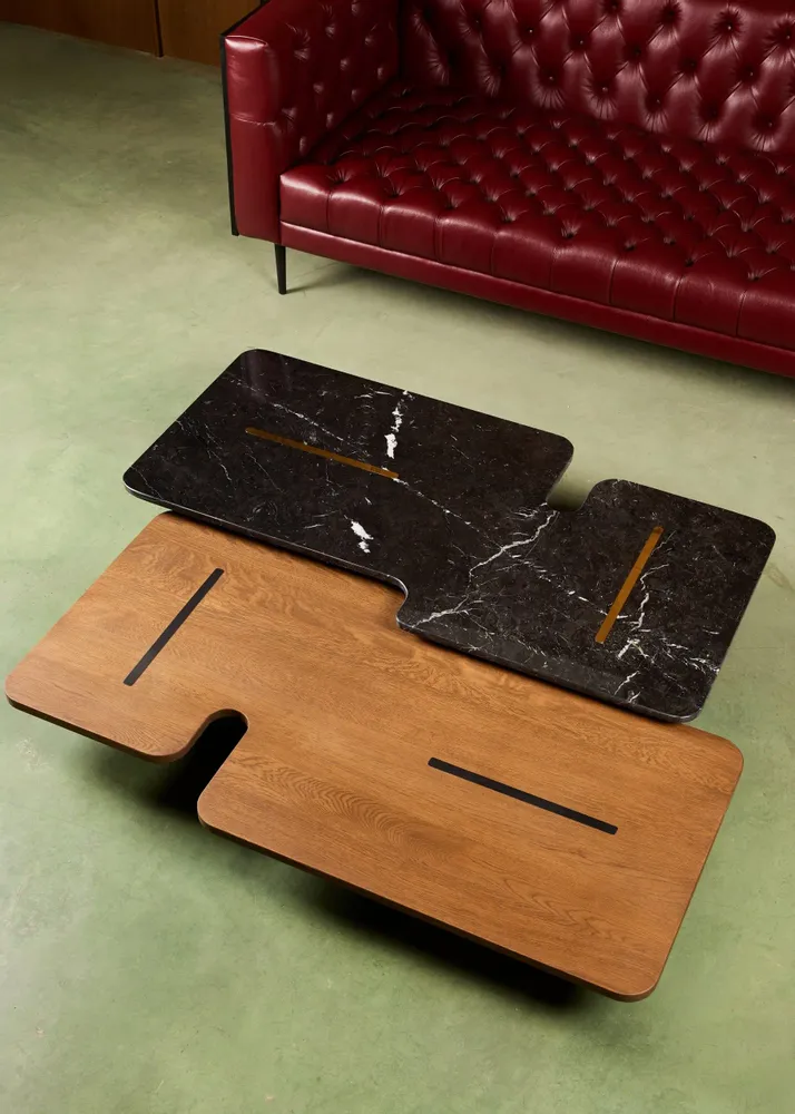 Coffee tables - Jais Coffee Table - Wood + Marble + Metal Brass - ARBORE BY CAREL WOODWORKS