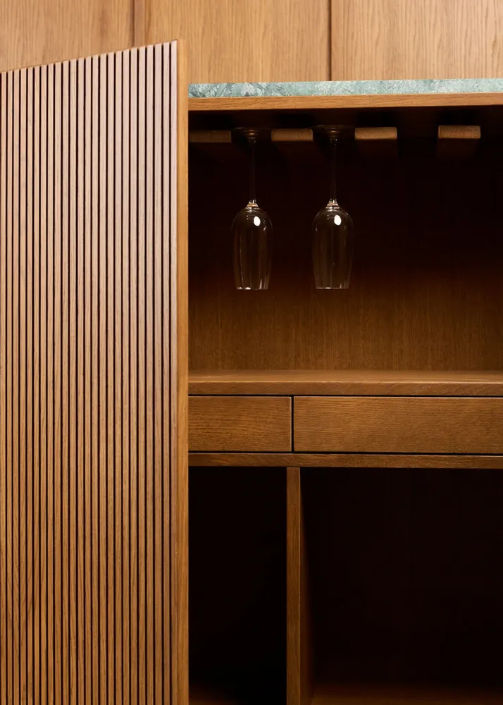 Sideboards - Winston Drinks Cabinet Wood + Marble + Metal - ARBORE BY CAREL WOODWORKS