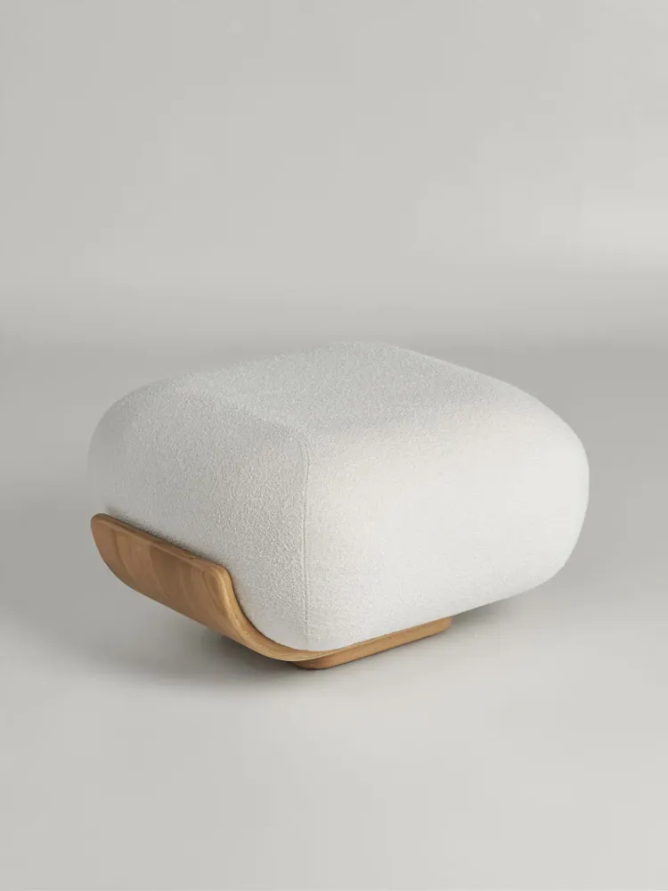 Ottomans - Cannoli Ottoman Bent Oak + Upholstery Natural (frame) + Custom Fabric - ARBORE BY CAREL WOODWORKS