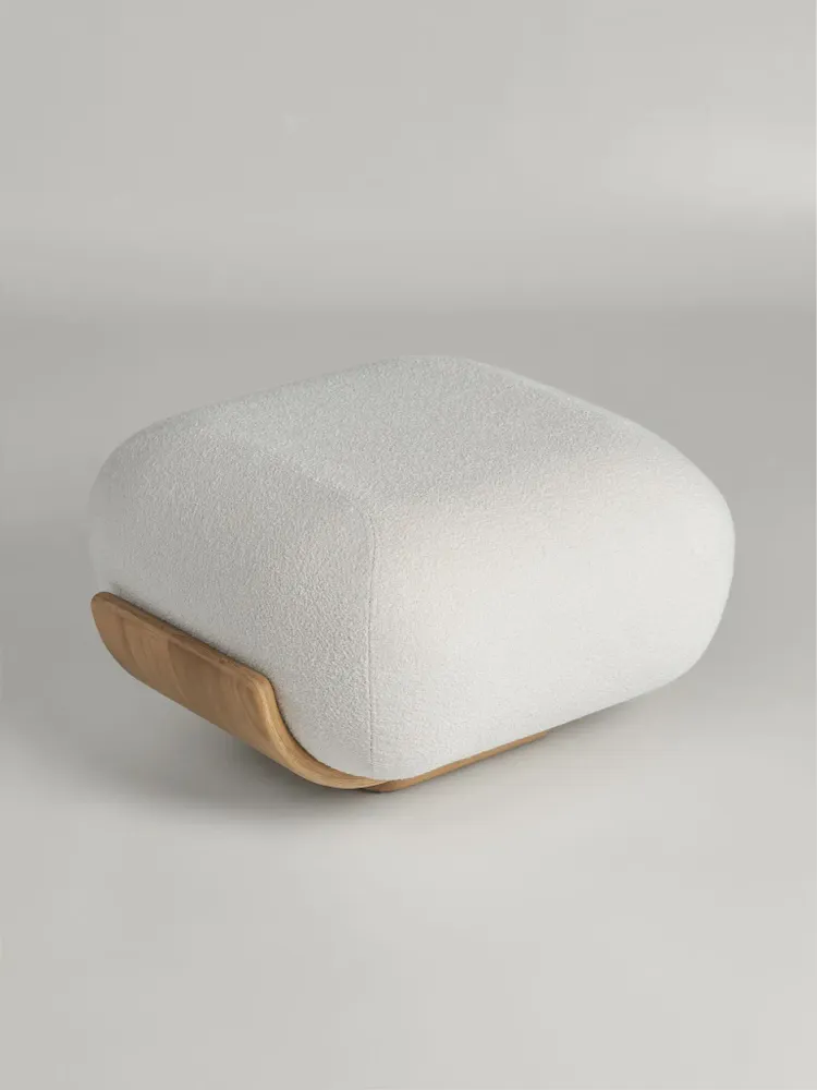 Ottomans - Cannoli Ottoman Bent Oak + Upholstery Natural (frame) + Custom Fabric - ARBORE BY CAREL WOODWORKS