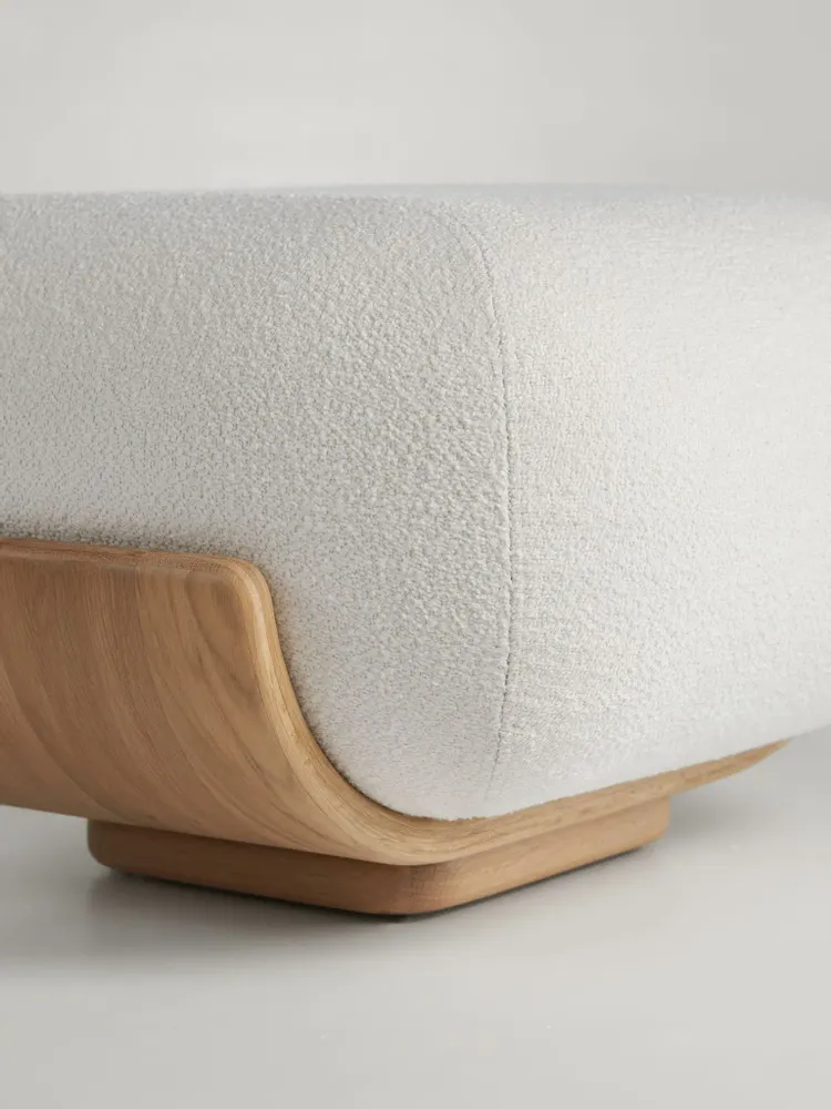 Ottomans - Cannoli Ottoman Bent Oak + Upholstery Natural (frame) + Custom Fabric - ARBORE BY CAREL WOODWORKS