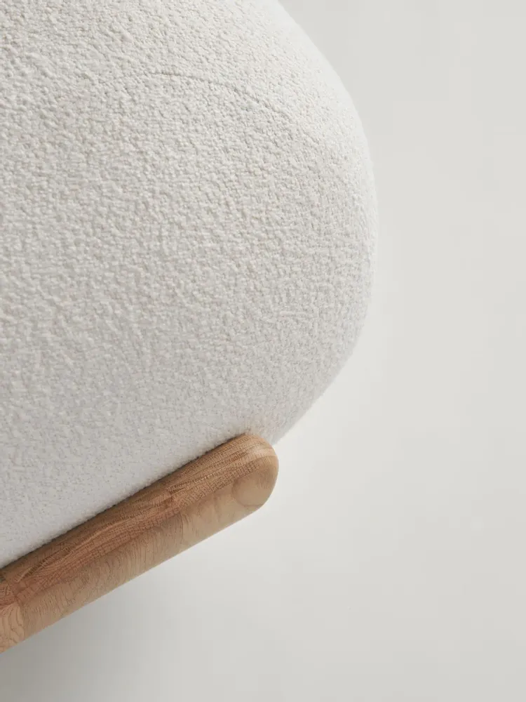 Ottomans - Cannoli Ottoman Bent Oak + Upholstery Natural (frame) + Custom Fabric - ARBORE BY CAREL WOODWORKS