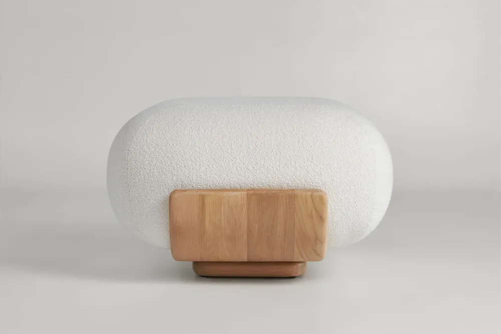 Ottomans - Cannoli Ottoman Bent Oak + Upholstery Natural (frame) + Custom Fabric - ARBORE BY CAREL WOODWORKS