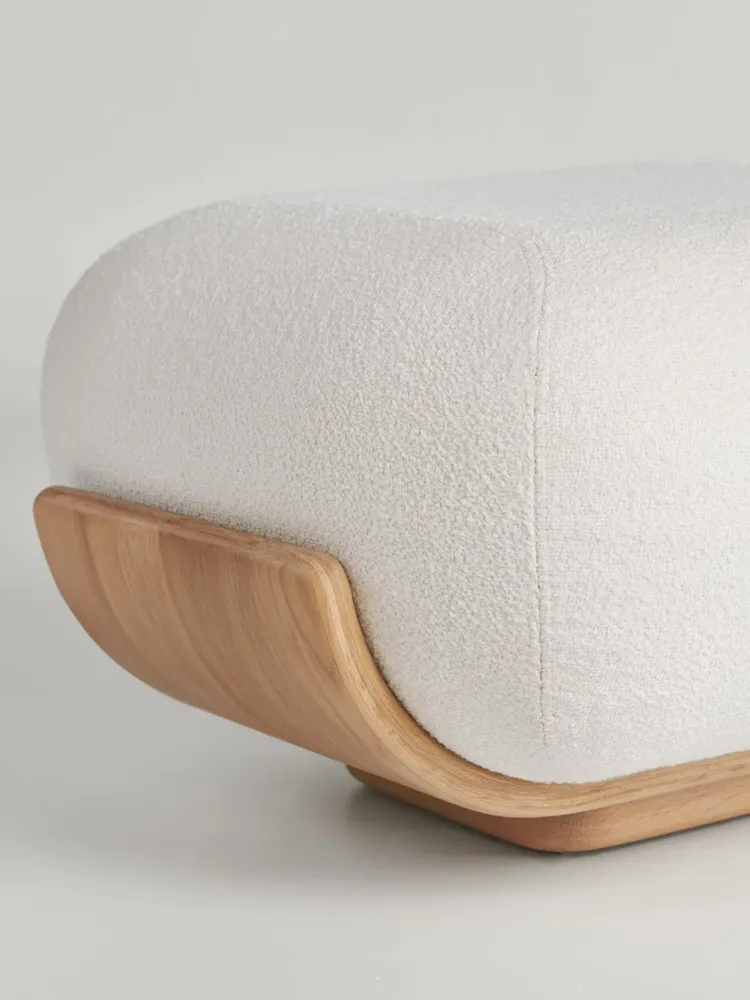 Ottomans - Cannoli Ottoman Bent Oak + Upholstery Natural (frame) + Custom Fabric - ARBORE BY CAREL WOODWORKS