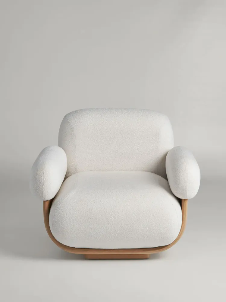 Lounge chairs - Cannoli Lounge Chair Wood Frame + Upholstery Natural (frame) + Custom Fabric - ARBORE BY CAREL WOODWORKS