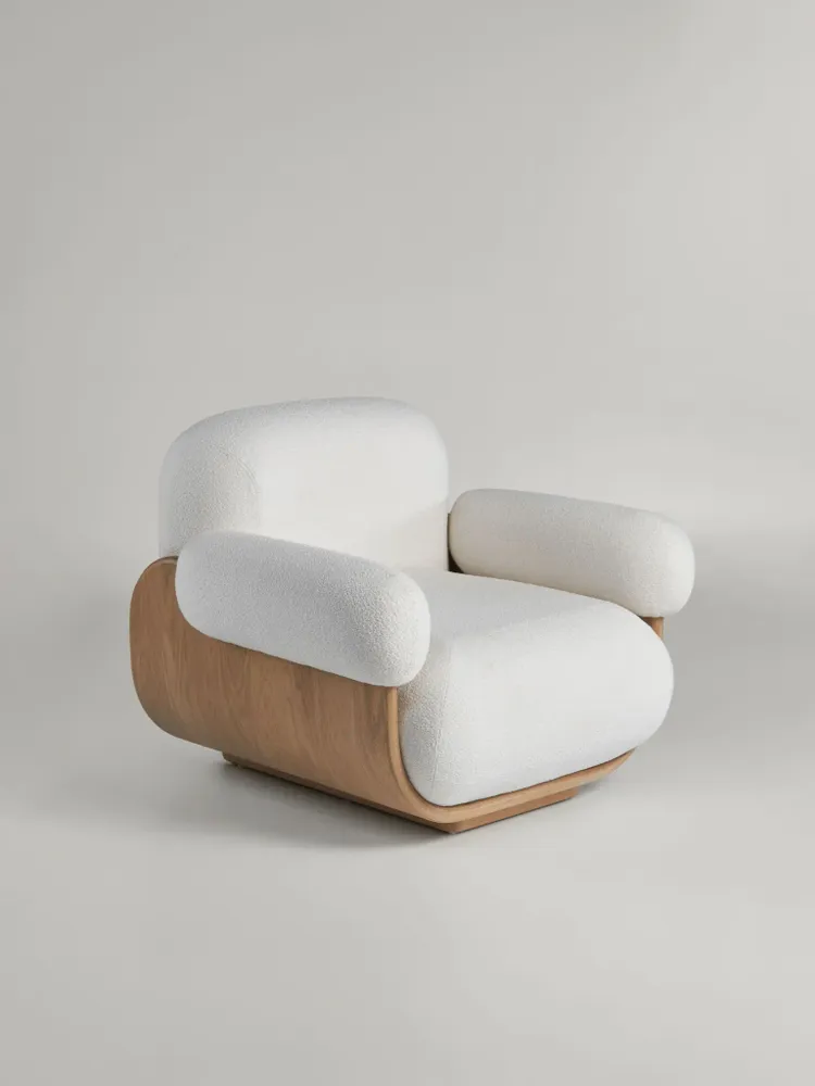 Lounge chairs - Cannoli Lounge Chair Wood Frame + Upholstery Natural (frame) + Custom Fabric - ARBORE BY CAREL WOODWORKS