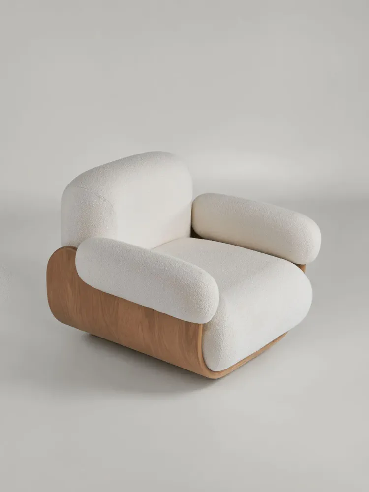Lounge chairs - Cannoli Lounge Chair Wood Frame + Upholstery Natural (frame) + Custom Fabric - ARBORE BY CAREL WOODWORKS