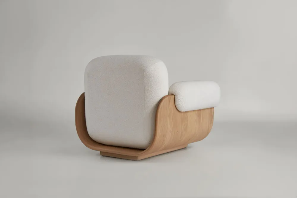 Lounge chairs - Cannoli Lounge Chair Wood Frame + Upholstery Natural (frame) + Custom Fabric - ARBORE BY CAREL WOODWORKS