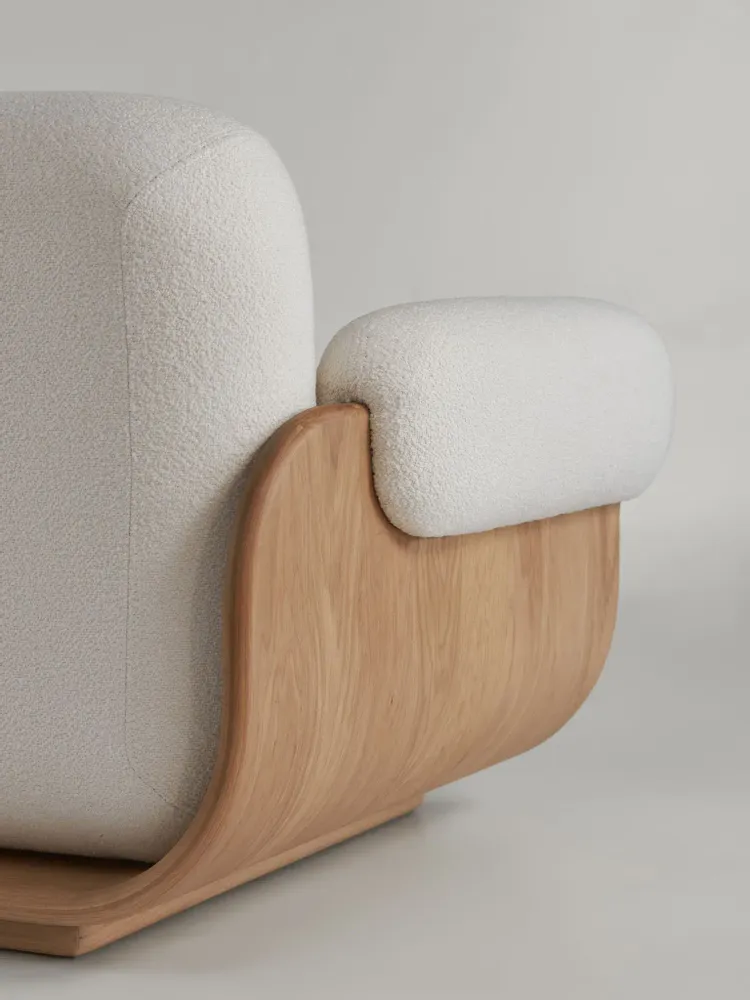 Lounge chairs - Cannoli Lounge Chair Wood Frame + Upholstery Natural (frame) + Custom Fabric - ARBORE BY CAREL WOODWORKS