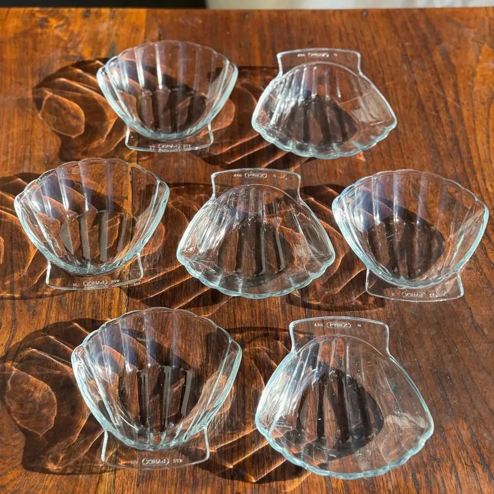 Bols - Lot de 7 coupelles coquille en verre Pyrex France vintage - OFFICE OBJETS