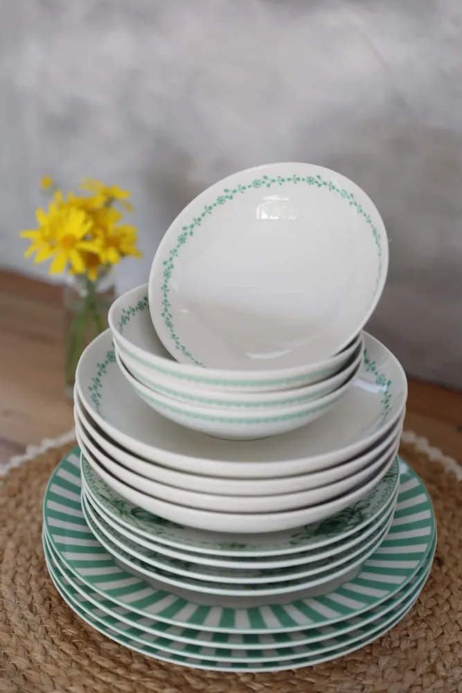 Assiettes au quotidien - Mint Garden Collection – Porcelain Dining Set - SOMNIA ATELIER